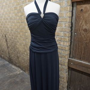 Navy halter evening wear